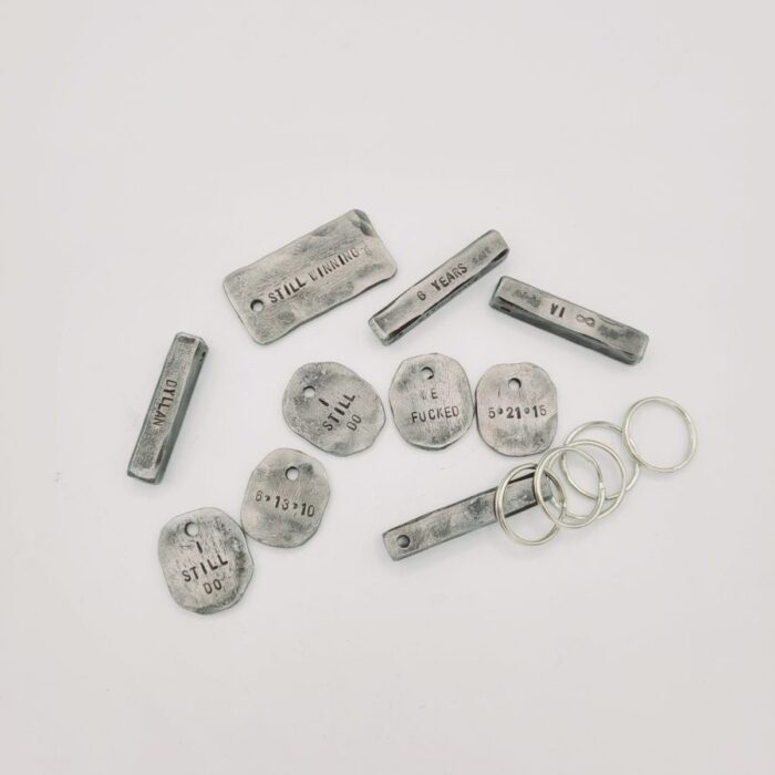 Iron Coin Keychain - Hand Stamped - Personalized 11th Anniversary Gift - Image 3