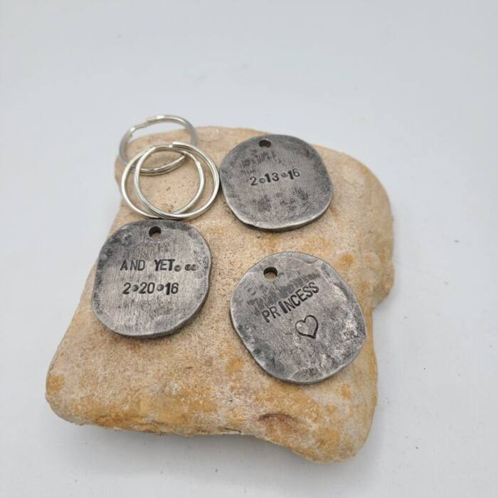 Iron Coin Keychain - Hand Stamped - Personalized 11th Anniversary Gift